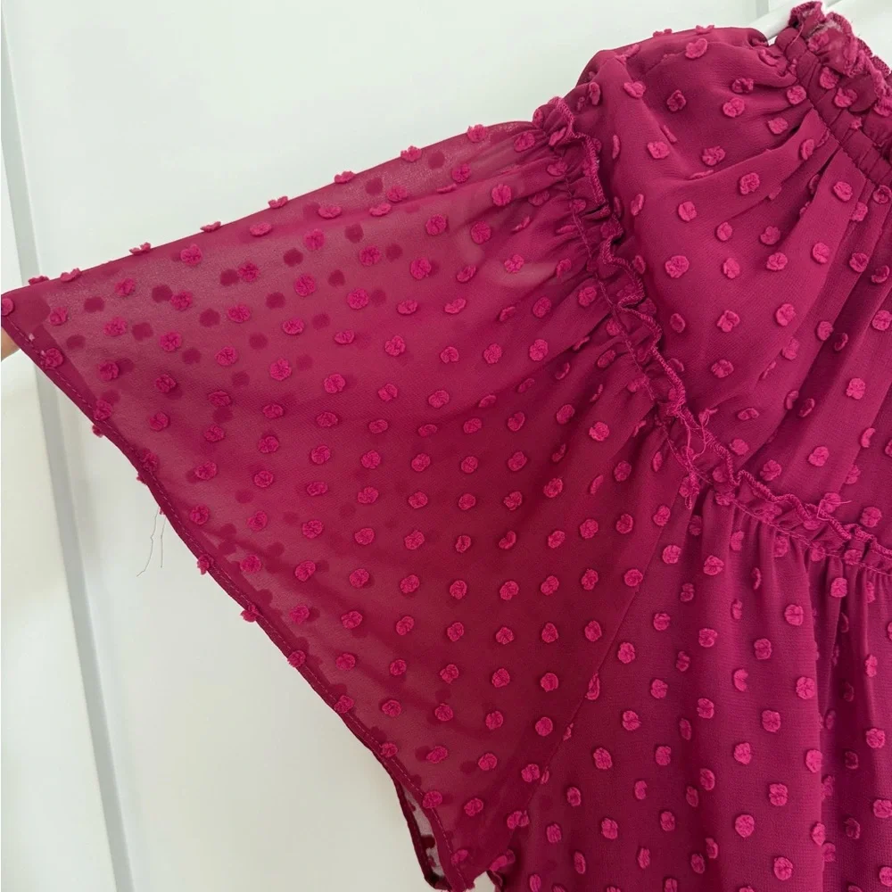 J. Crew Dotted Raspberry Blouse - Picture 4 of 10
